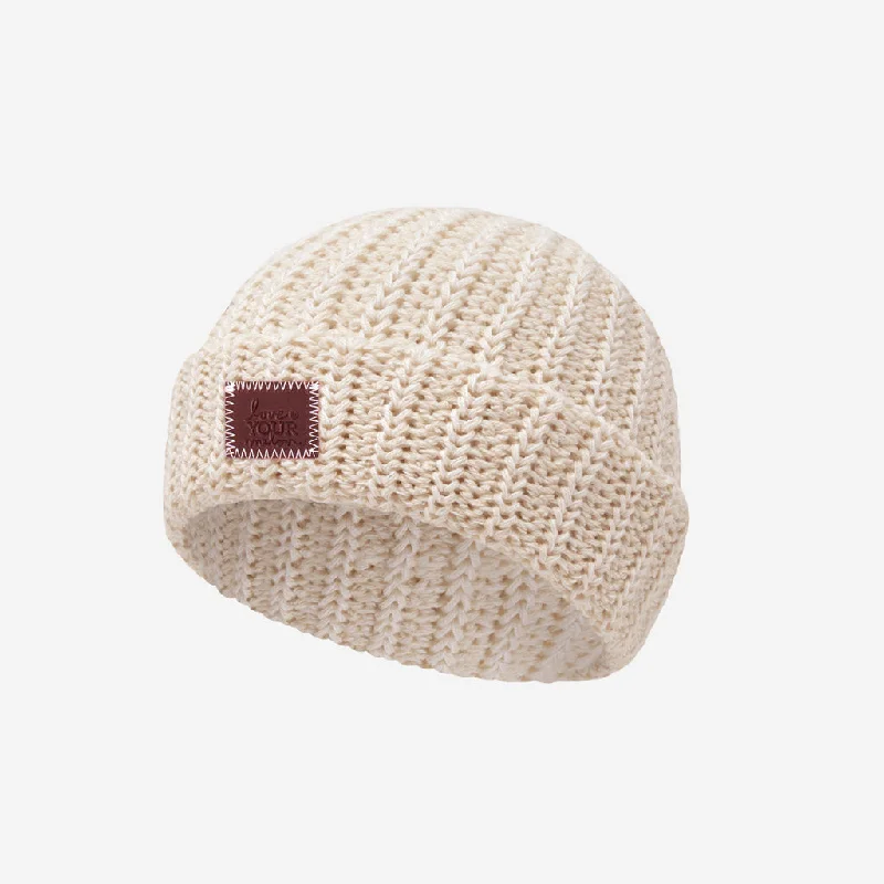 Baby White Speckled Cuffed Beanie