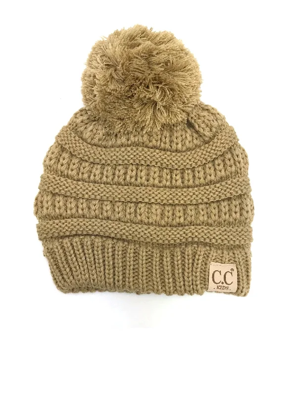 YJ-847 POM Camel Kid Beanie