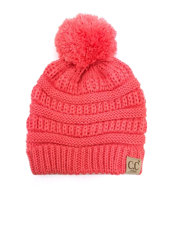 YJ-847 POM Coral Kid Beanie