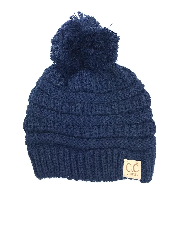 YJ-847 POM Navy Kid Beanie