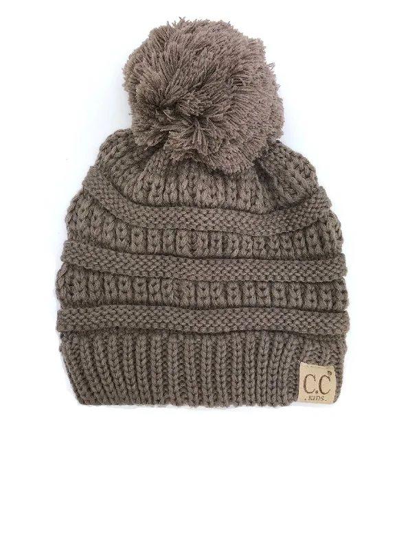 YJ-847 POM Taupe Kid Beanie